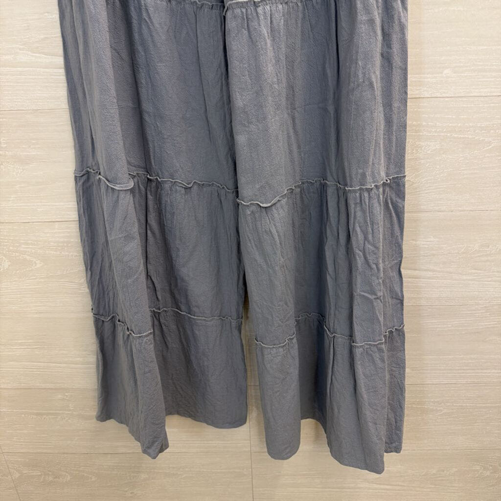 Blue Tiered Wide Leg Pull On Pants Extra Large