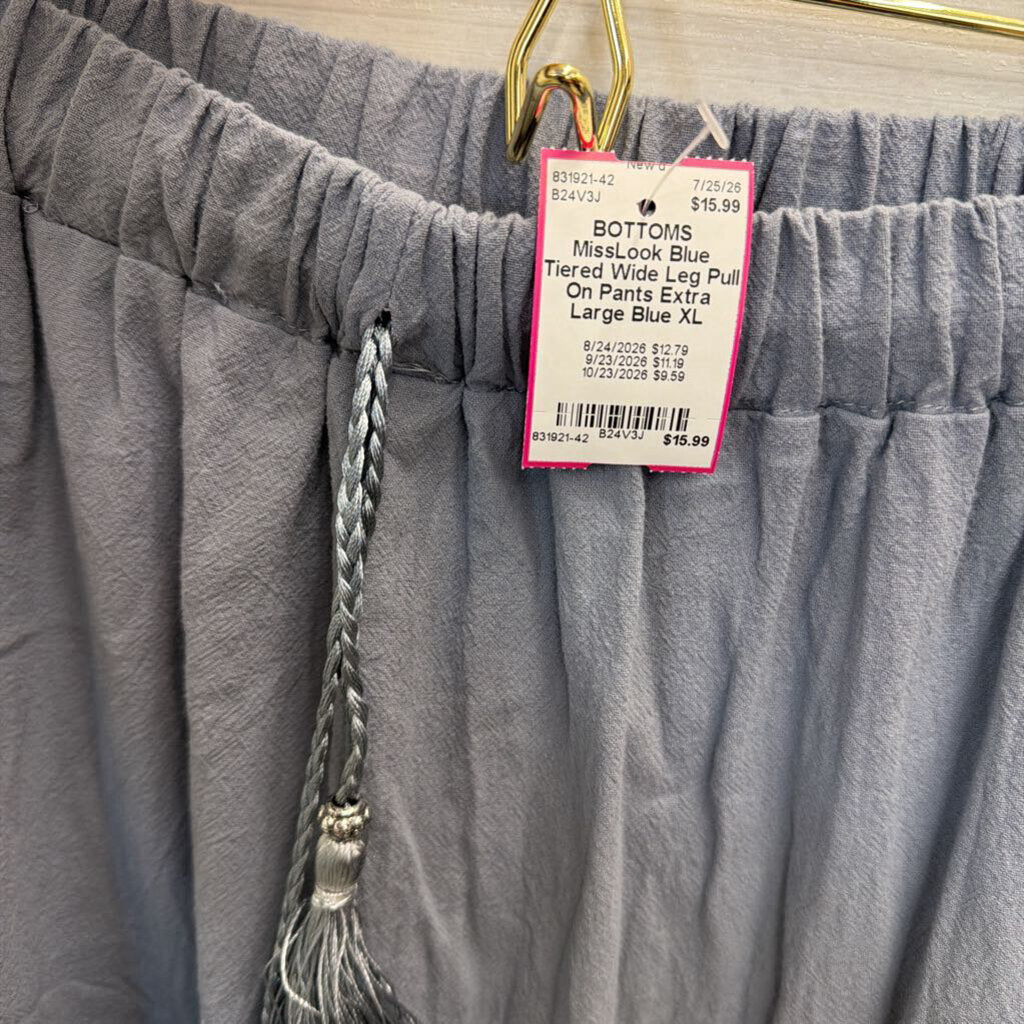 Blue Tiered Wide Leg Pull On Pants Extra Large