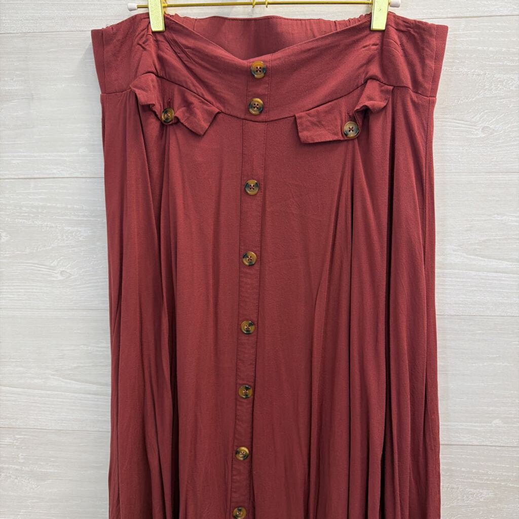 Torrid Burgundy Button Front Midi Skirt 0