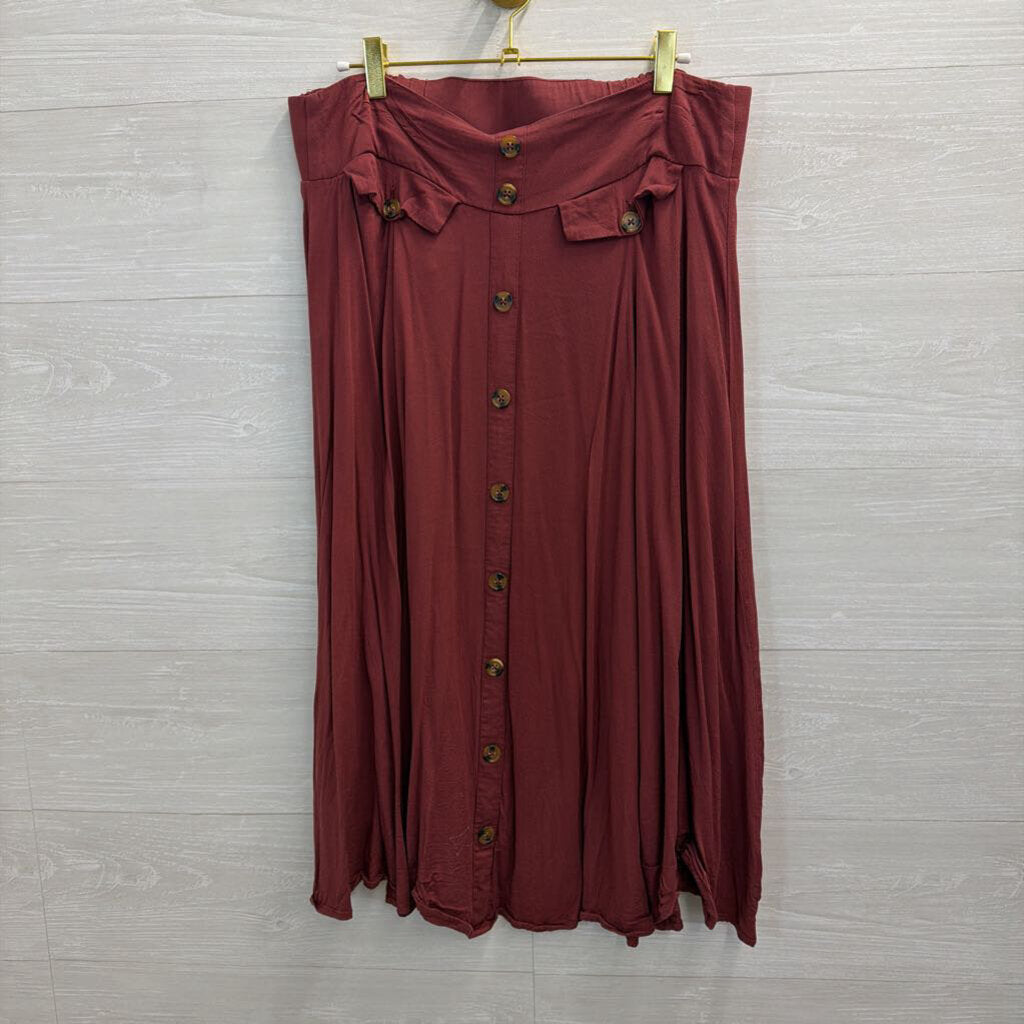 Torrid Burgundy Button Front Midi Skirt 0