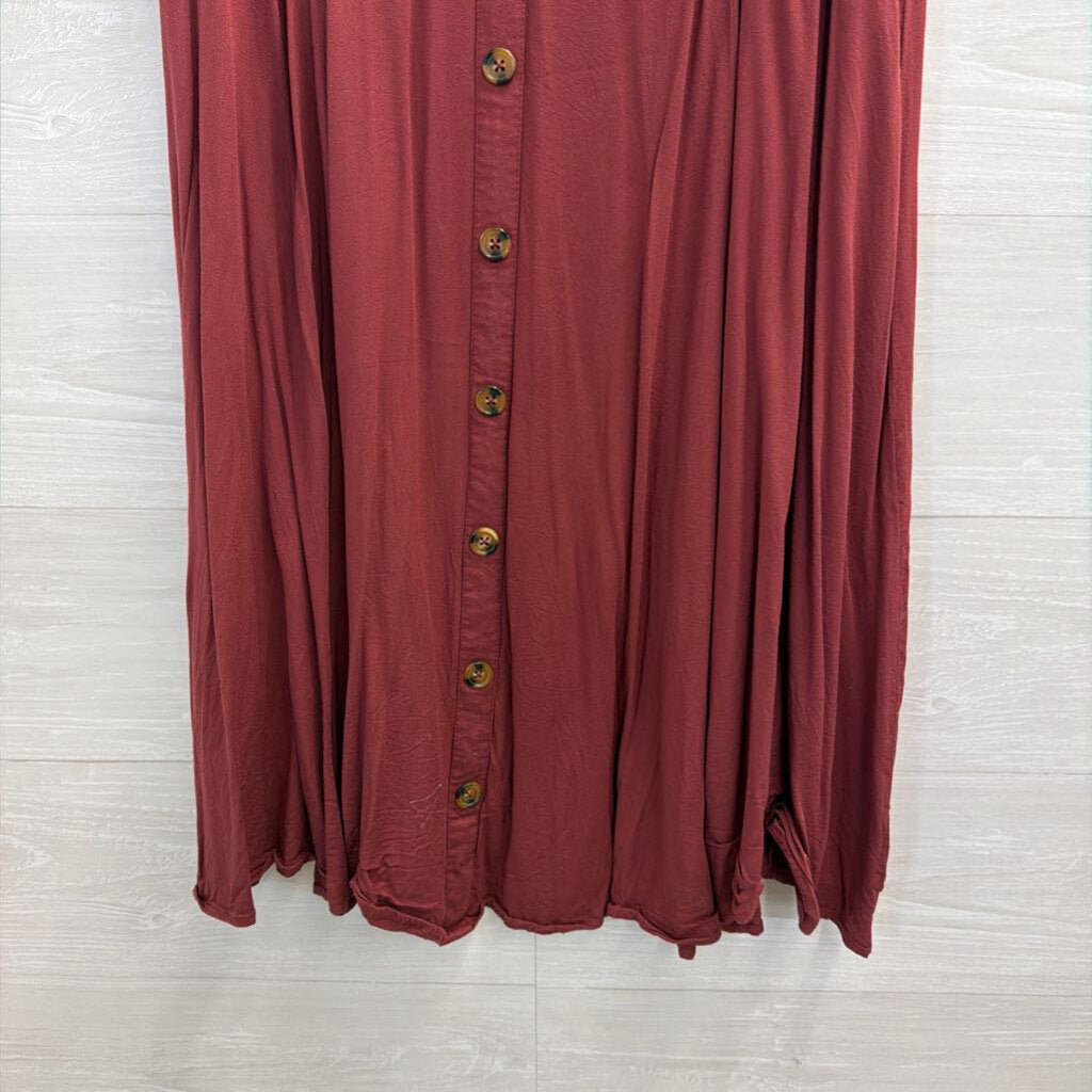 Torrid Burgundy Button Front Midi Skirt 0