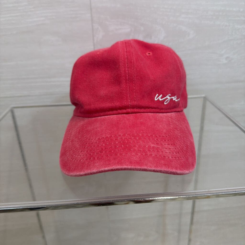 Red Embroidered USA Baseball Hat