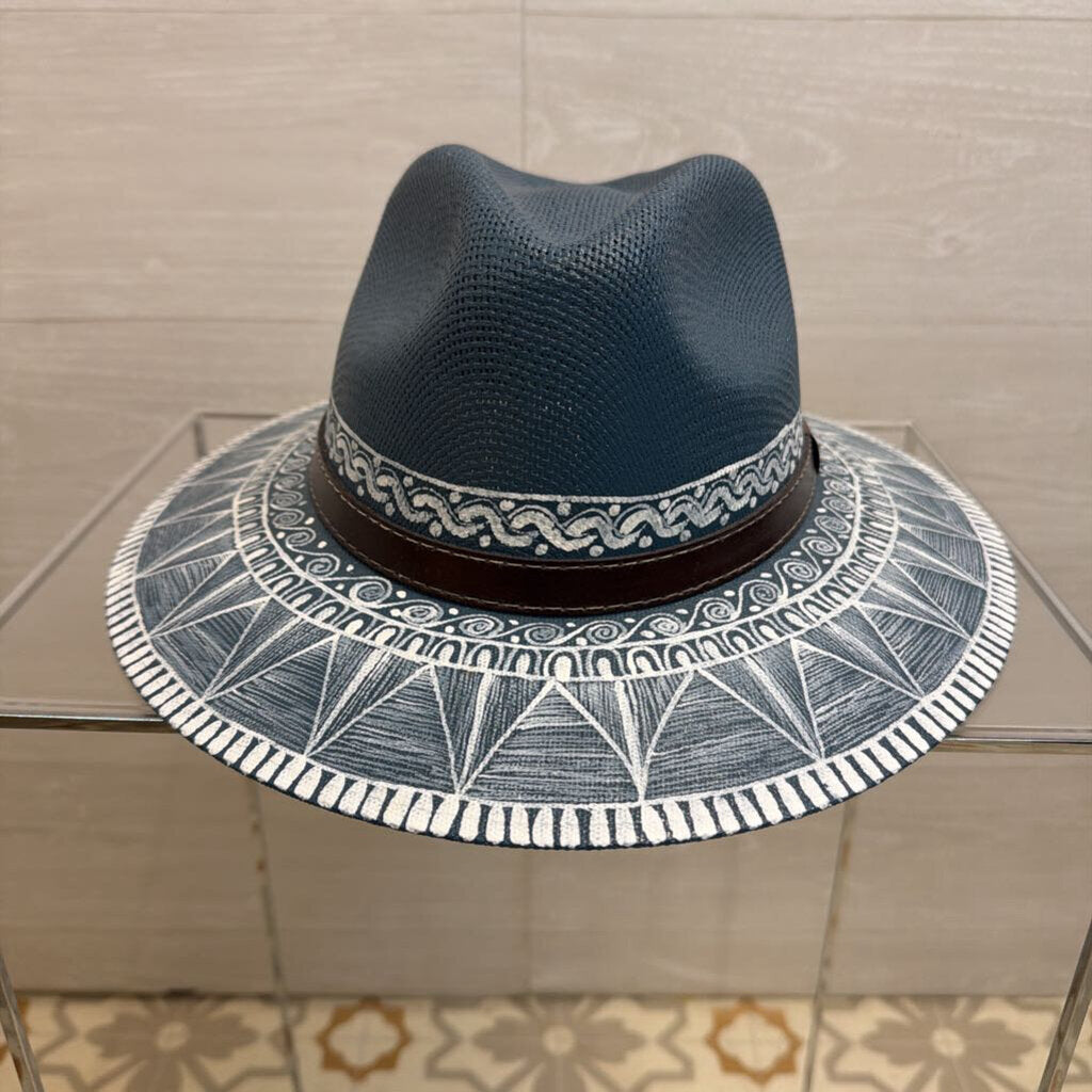 Bonitos Blue/ White Hand Painted Hat Large