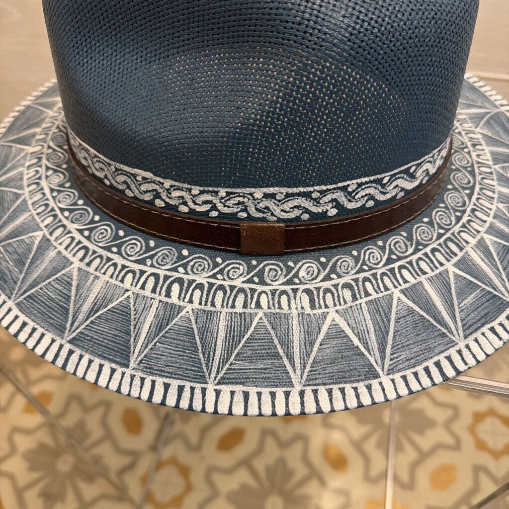 Bonitos Blue/ White Hand Painted Hat Large