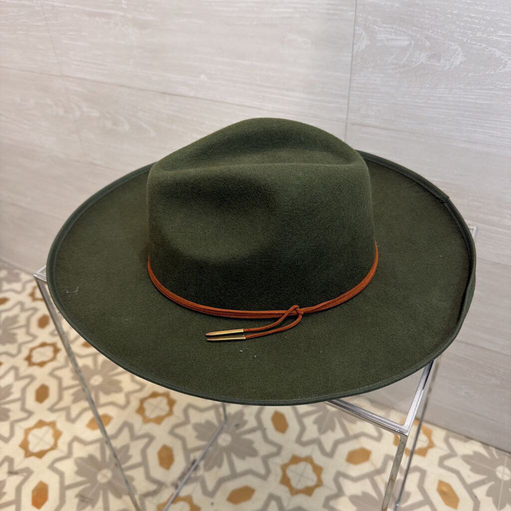 Hadley Wren Green Felt Faye Panama Hat One Size