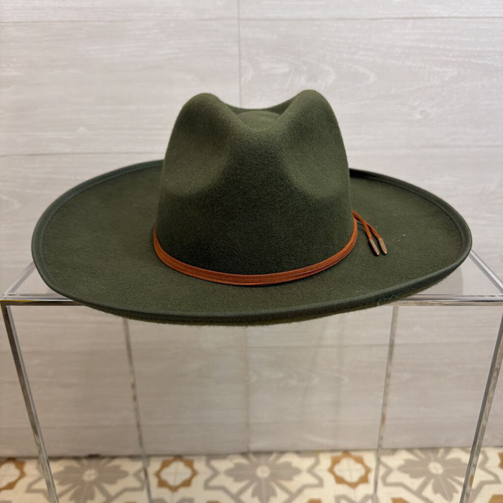 Hadley Wren Green Felt Faye Panama Hat One Size