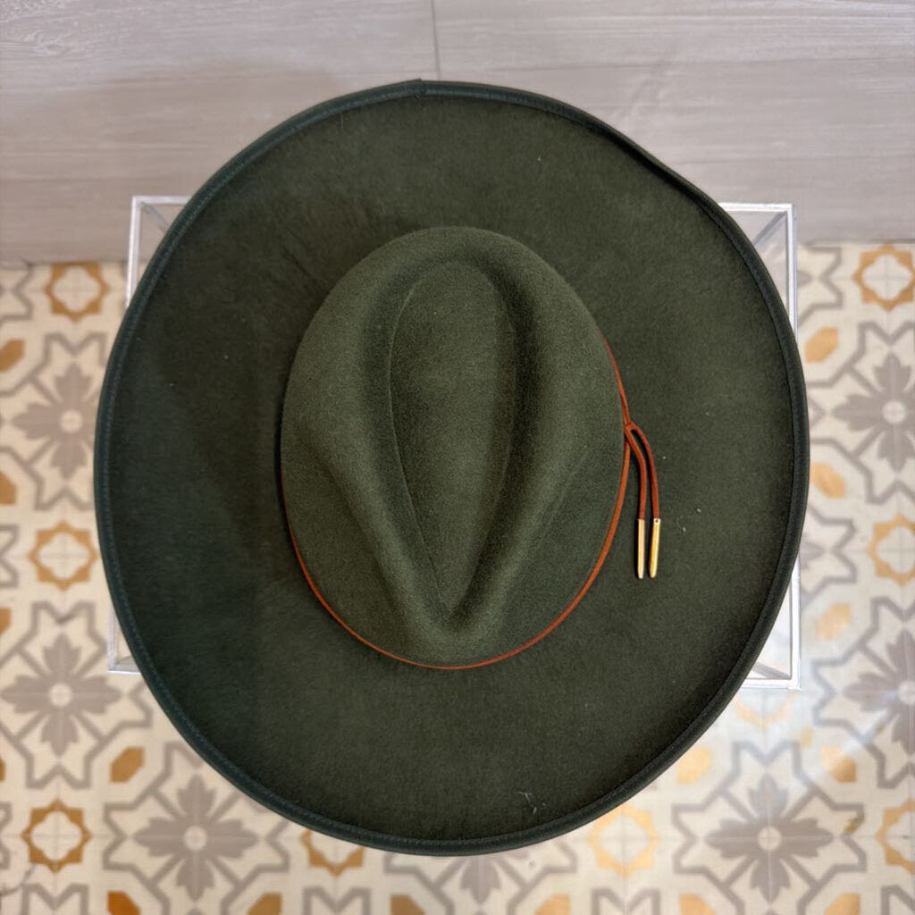 Hadley Wren Green Felt Faye Panama Hat One Size