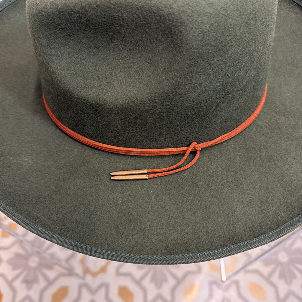 Hadley Wren Green Felt Faye Panama Hat One Size