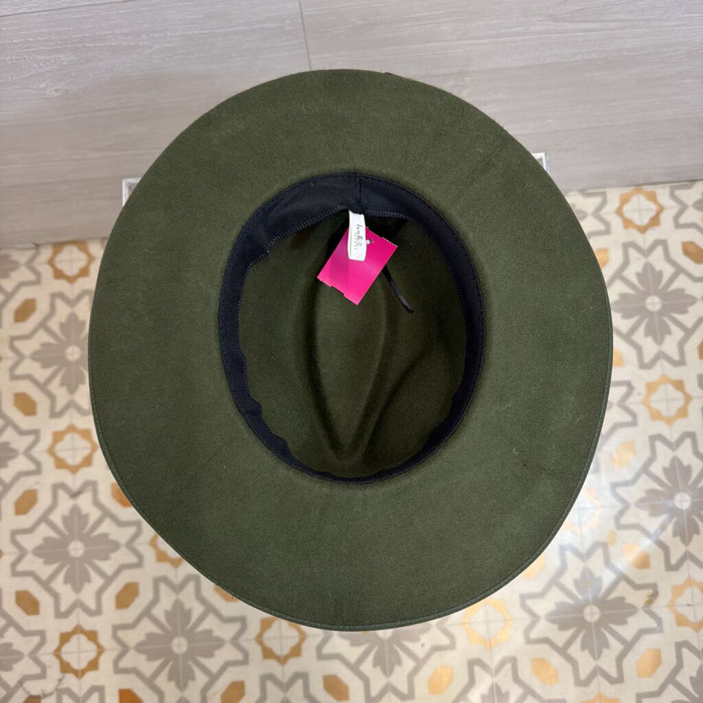 Hadley Wren Green Felt Faye Panama Hat One Size