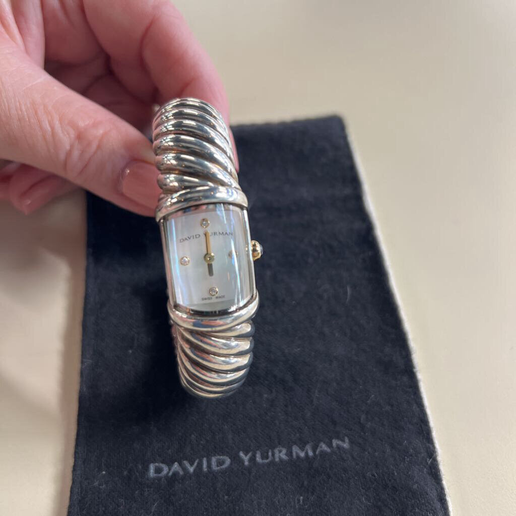 David Yurman Cable Cuff Mother of Pearl Diamond Watch