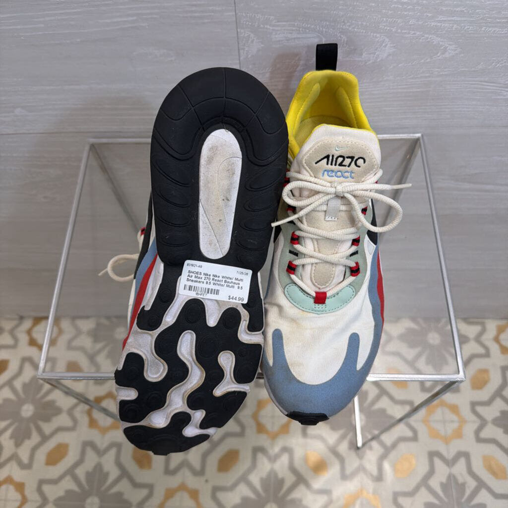 Nike White/ Multi Air Max 270 React Bauhaus Sneakers 9.5
