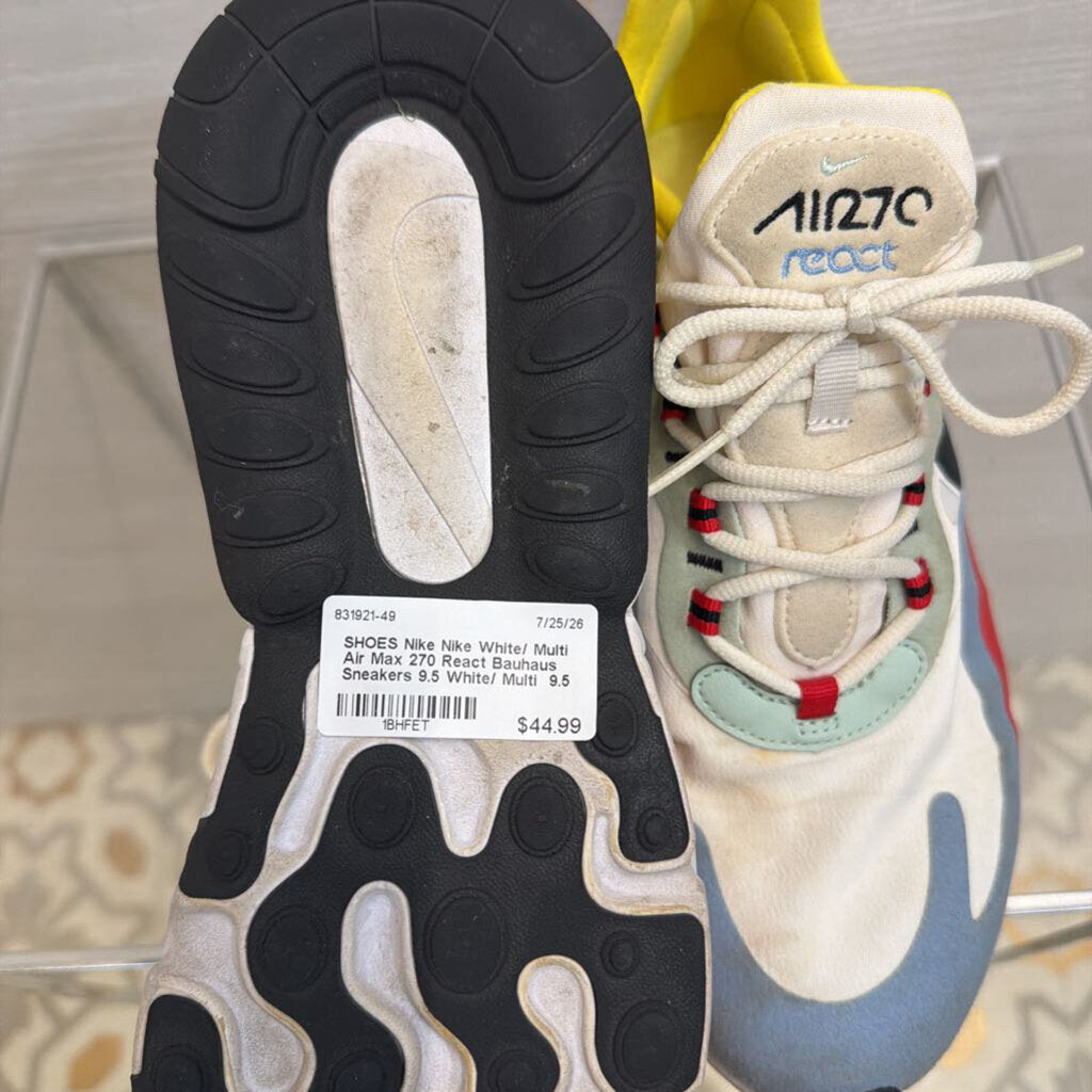 Nike White/ Multi Air Max 270 React Bauhaus Sneakers 9.5