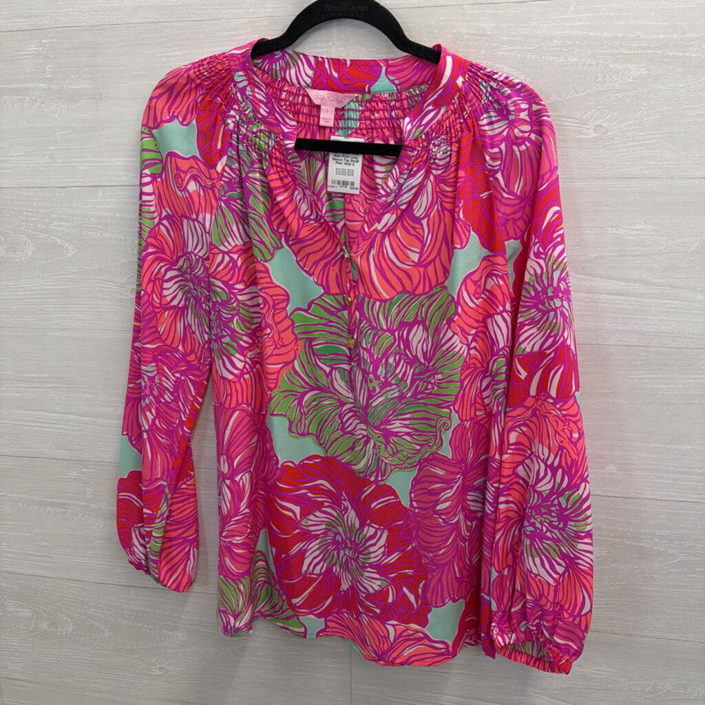 Lilly Pulitzer Pink/ Multi Print Long Sleeve Top Small
