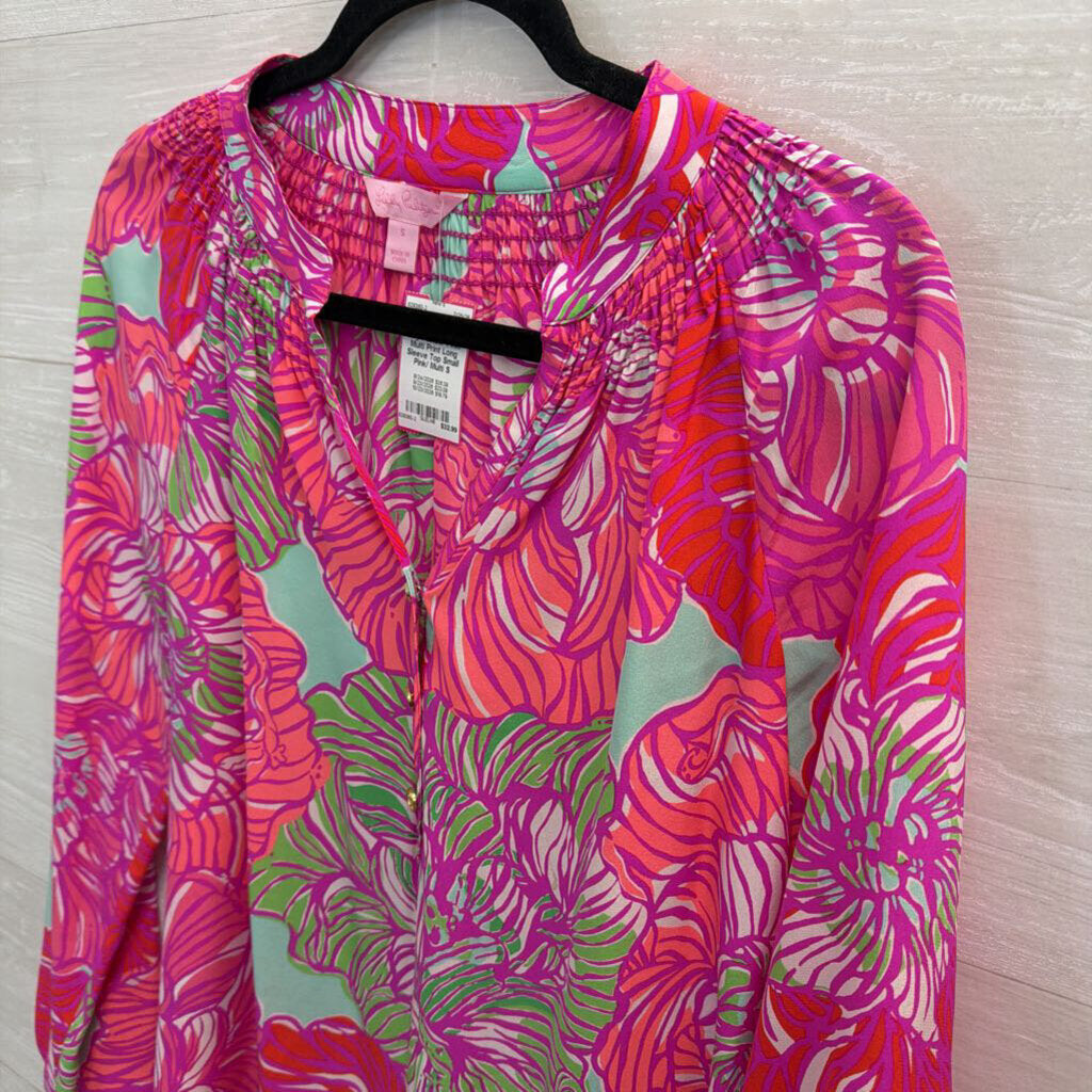 Lilly Pulitzer Pink/ Multi Print Long Sleeve Top Small