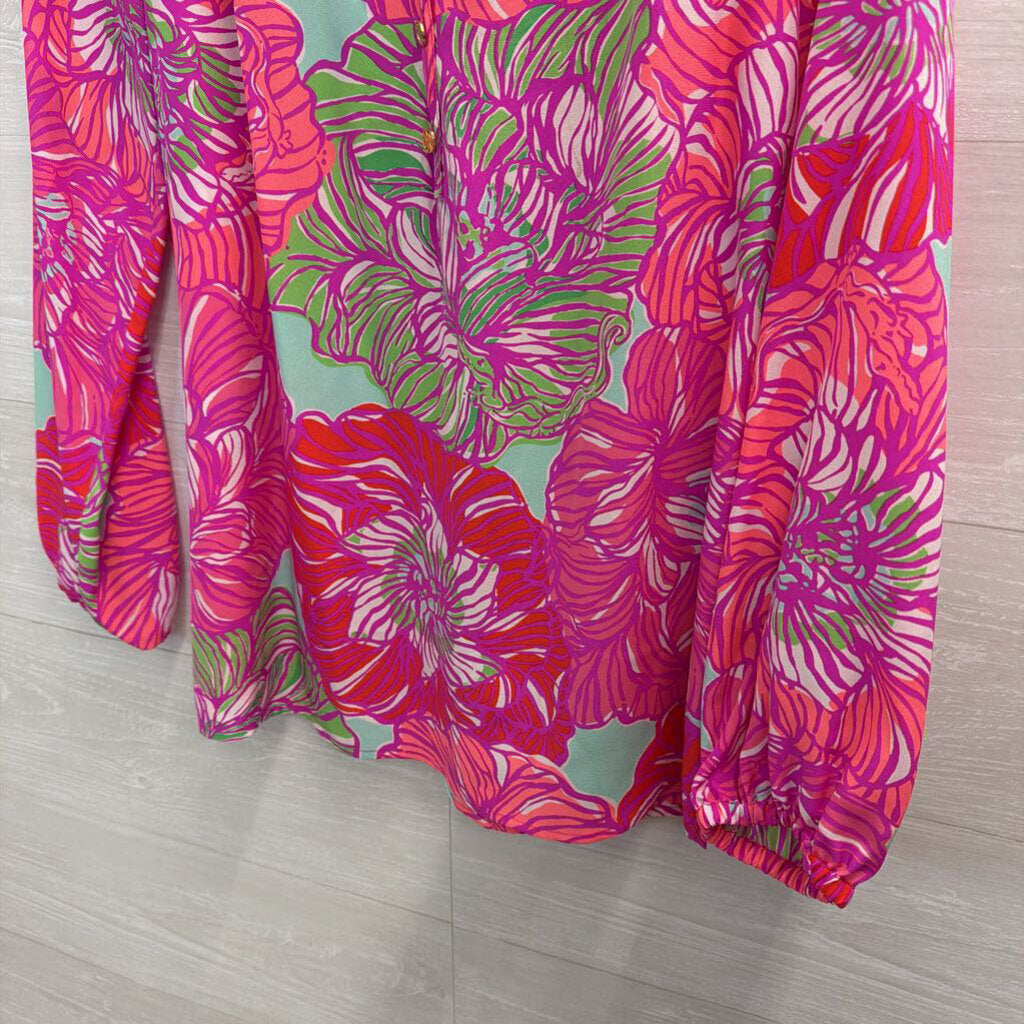 Lilly Pulitzer Pink/ Multi Print Long Sleeve Top Small