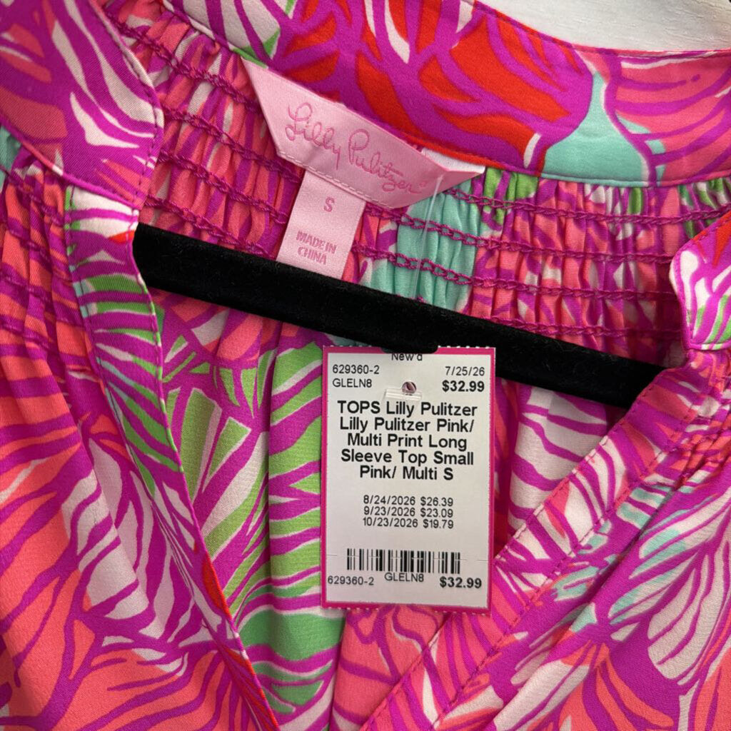 Lilly Pulitzer Pink/ Multi Print Long Sleeve Top Small