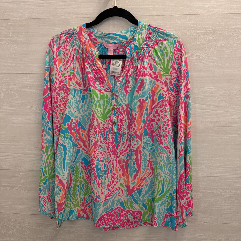 Lilly Pulitzer Blue/ Multi Print Long Sleeve Top Small