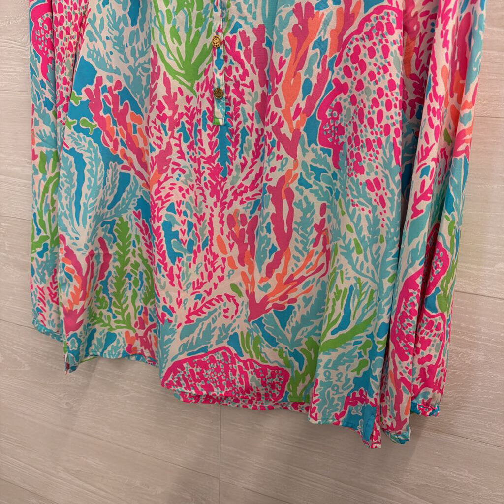 Lilly Pulitzer Blue/ Multi Print Long Sleeve Top Small