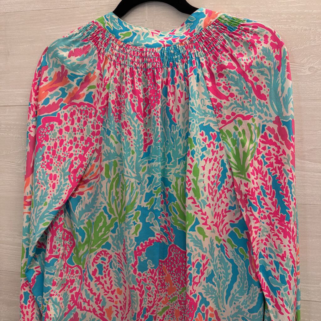 Lilly Pulitzer Blue/ Multi Print Long Sleeve Top Small