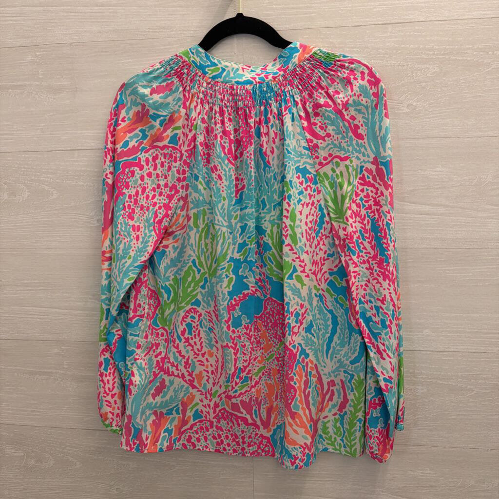 Lilly Pulitzer Blue/ Multi Print Long Sleeve Top Small