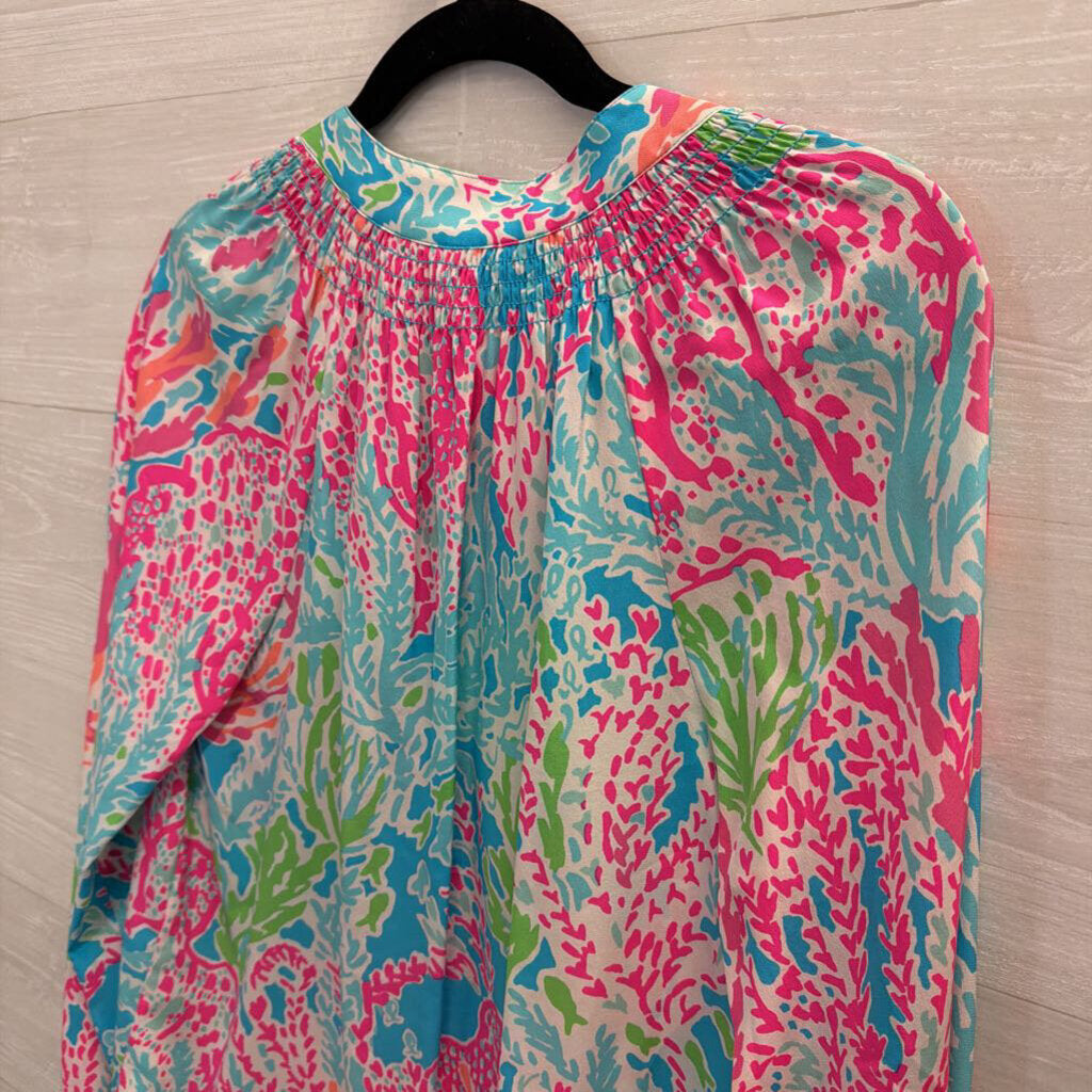 Lilly Pulitzer Blue/ Multi Print Long Sleeve Top Small