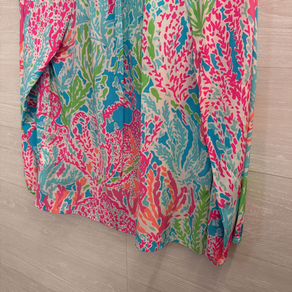 Lilly Pulitzer Blue/ Multi Print Long Sleeve Top Small