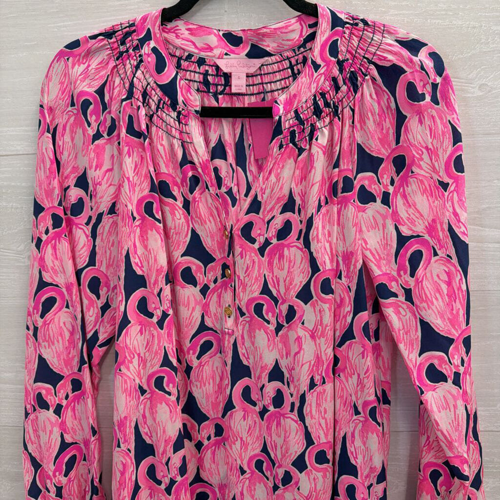 Lilly Pulitzer Navy/ Pink Print Long Sleeve Top Small