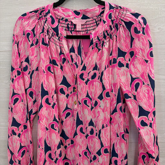 Lilly Pulitzer Navy/ Pink Print Long Sleeve Top Small