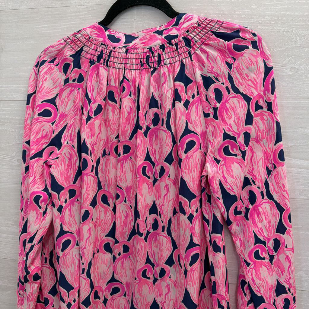 Lilly Pulitzer Navy/ Pink Print Long Sleeve Top Small