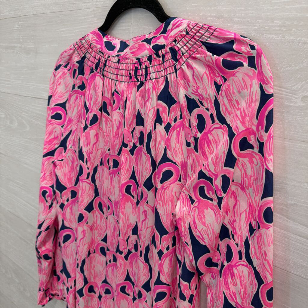 Lilly Pulitzer Navy/ Pink Print Long Sleeve Top Small