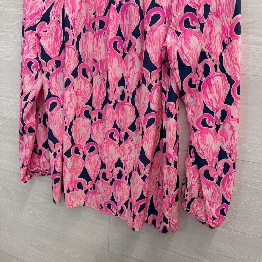 Lilly Pulitzer Navy/ Pink Print Long Sleeve Top Small