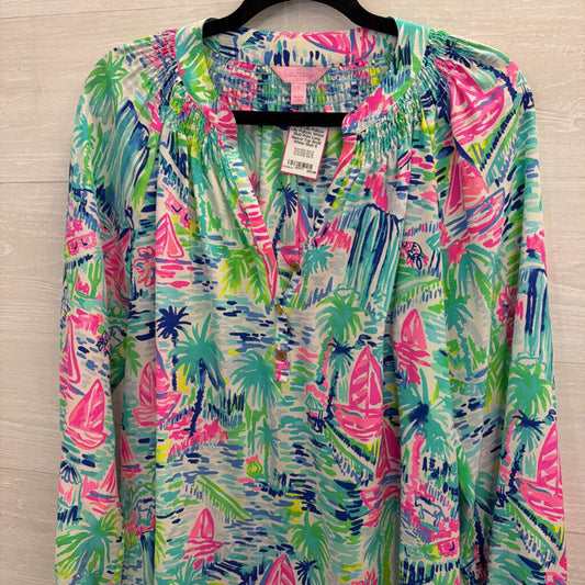 Lilly Pulitzer White/ Multi Print Long Sleeve Top Small