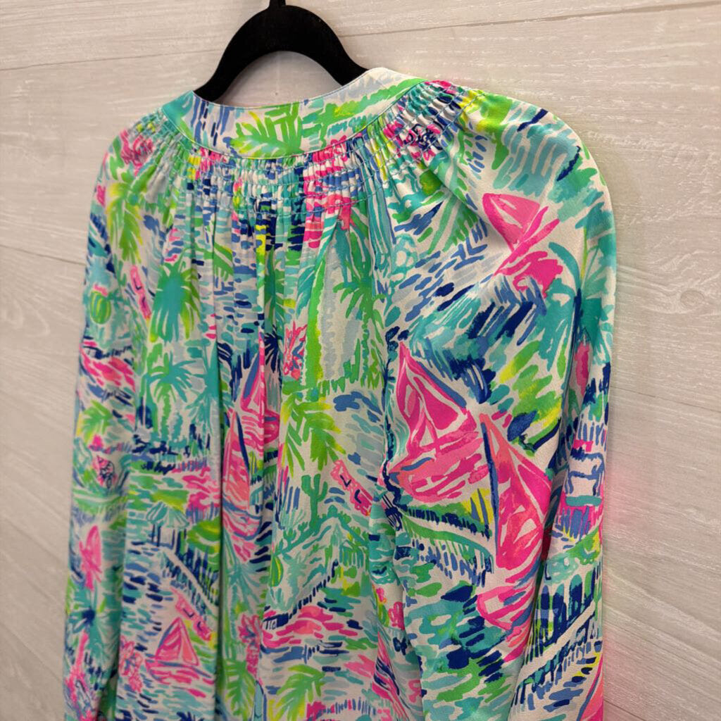 Lilly Pulitzer White/ Multi Print Long Sleeve Top Small