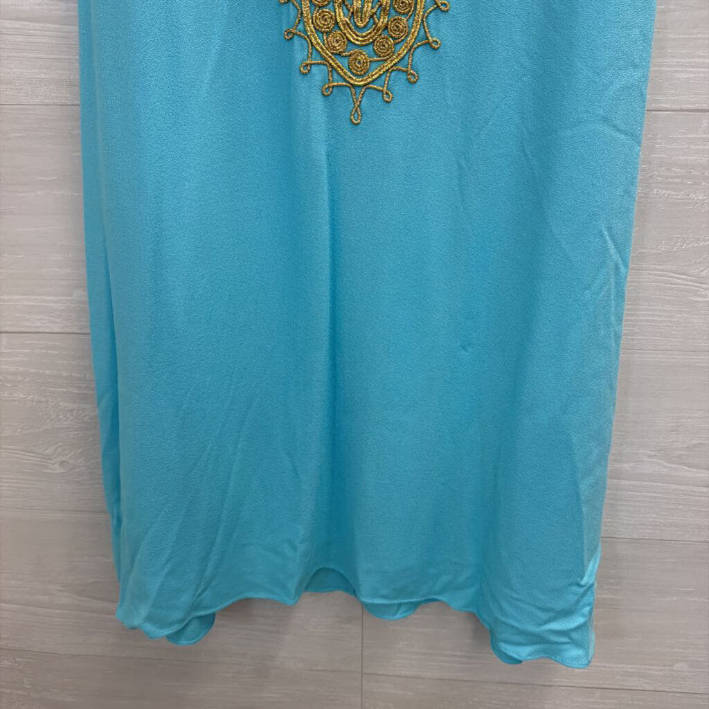 Lilly Pulitzer Blue/ Gold Sleeveless Jane Shift Dress 6