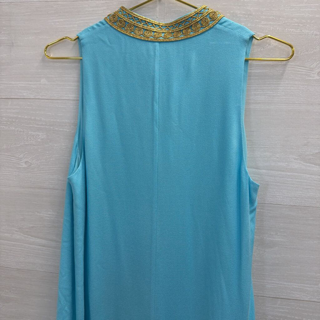 Lilly Pulitzer Blue/ Gold Sleeveless Jane Shift Dress 6