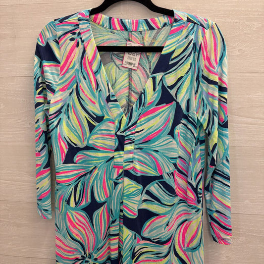 Lilly Pulitzer Blue/ Multi Print Long Sleeve Dress Small