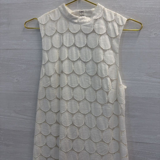 Trina Turk White Circle Lace High Neck Sleeveless Dress 6