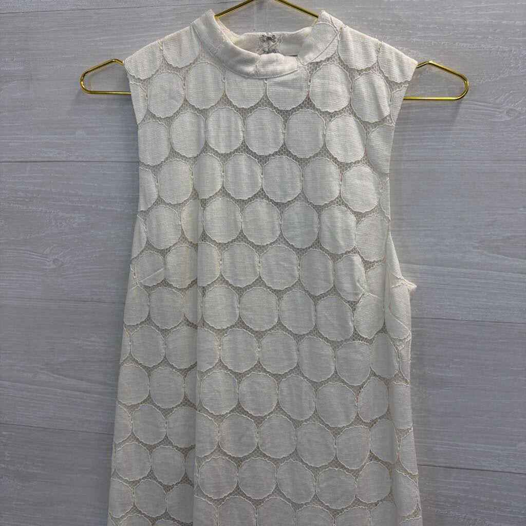 Trina Turk White Circle Lace High Neck Sleeveless Dress 6