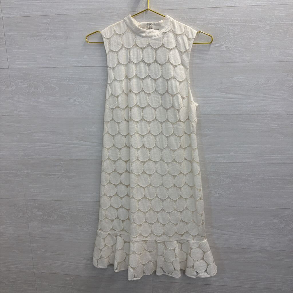 Trina Turk White Circle Lace High Neck Sleeveless Dress 6