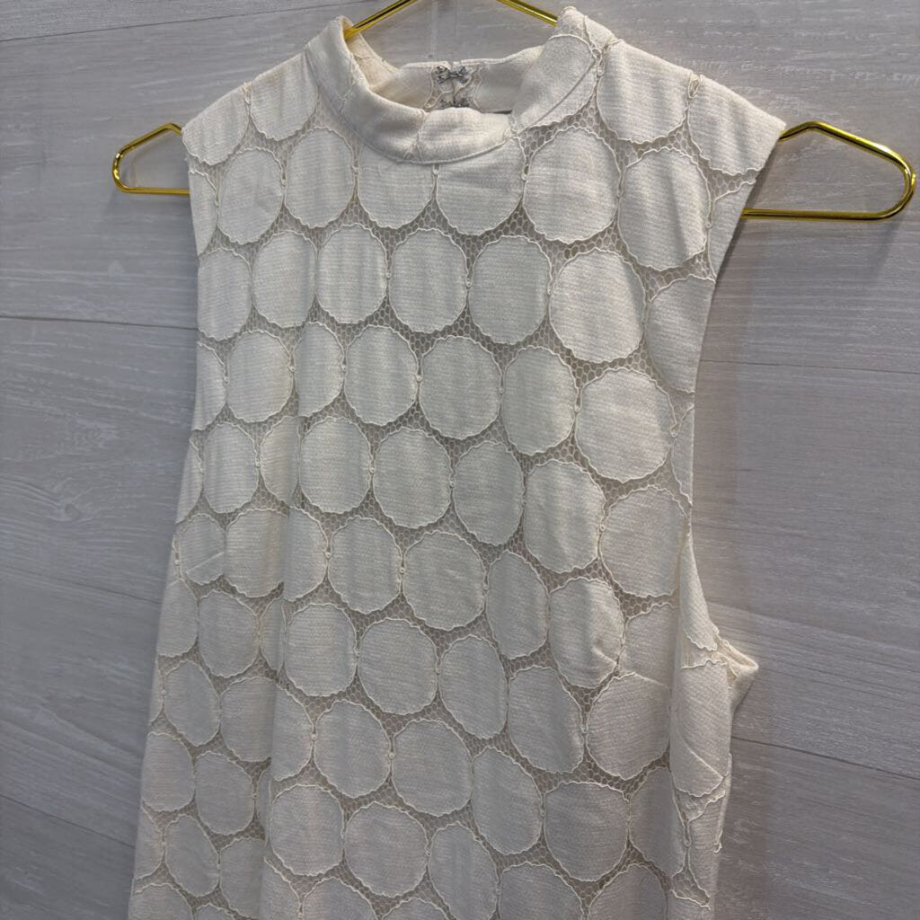 Trina Turk White Circle Lace High Neck Sleeveless Dress 6