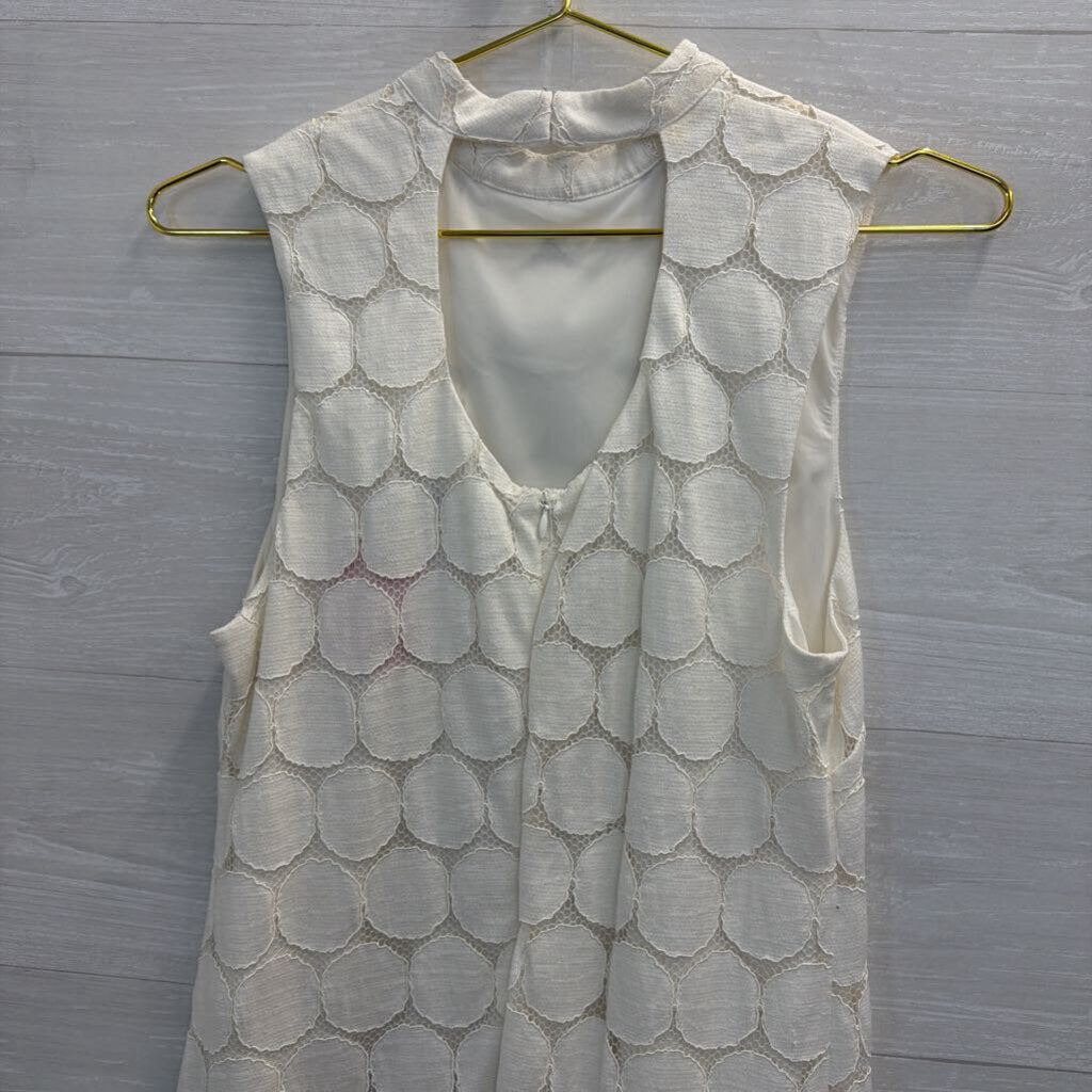 Trina Turk White Circle Lace High Neck Sleeveless Dress 6