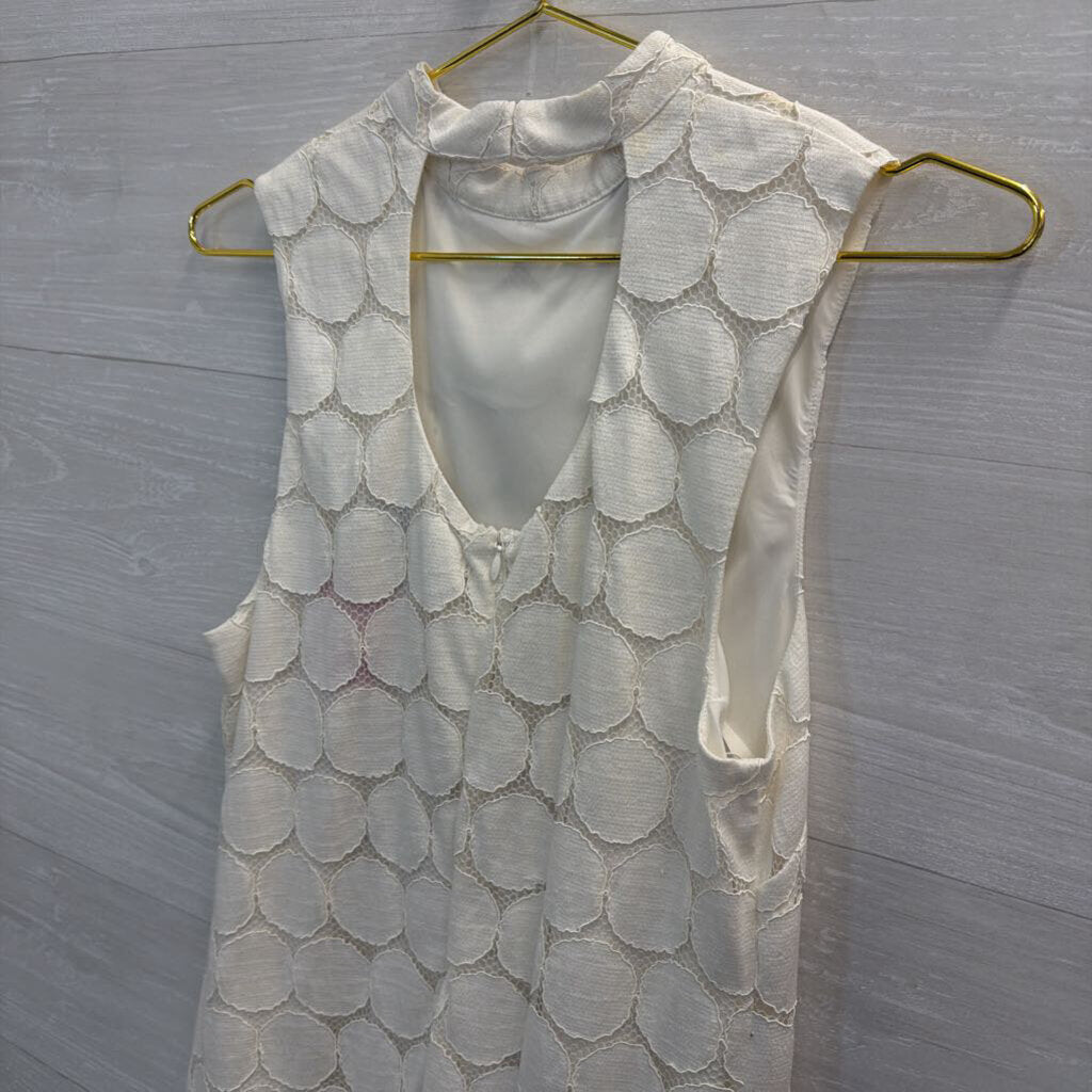Trina Turk White Circle Lace High Neck Sleeveless Dress 6