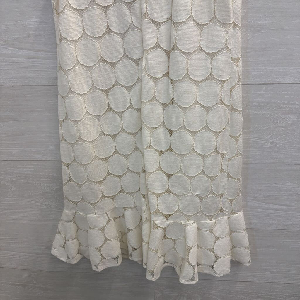 Trina Turk White Circle Lace High Neck Sleeveless Dress 6