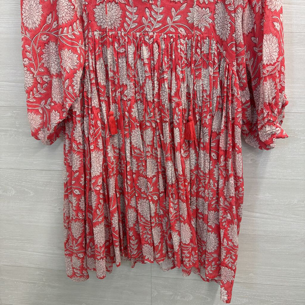 Dolma Pink/ White Print Long Sleeve Dress Small