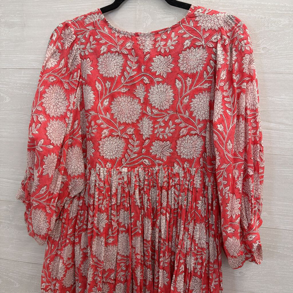Dolma Pink/ White Print Long Sleeve Dress Small
