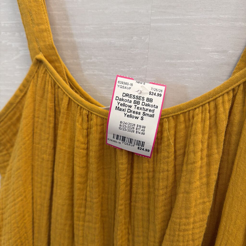 BB Dakota Yellow Textured Maxi Dress Small