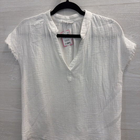 THML White Textured Short Sleeve Top Small