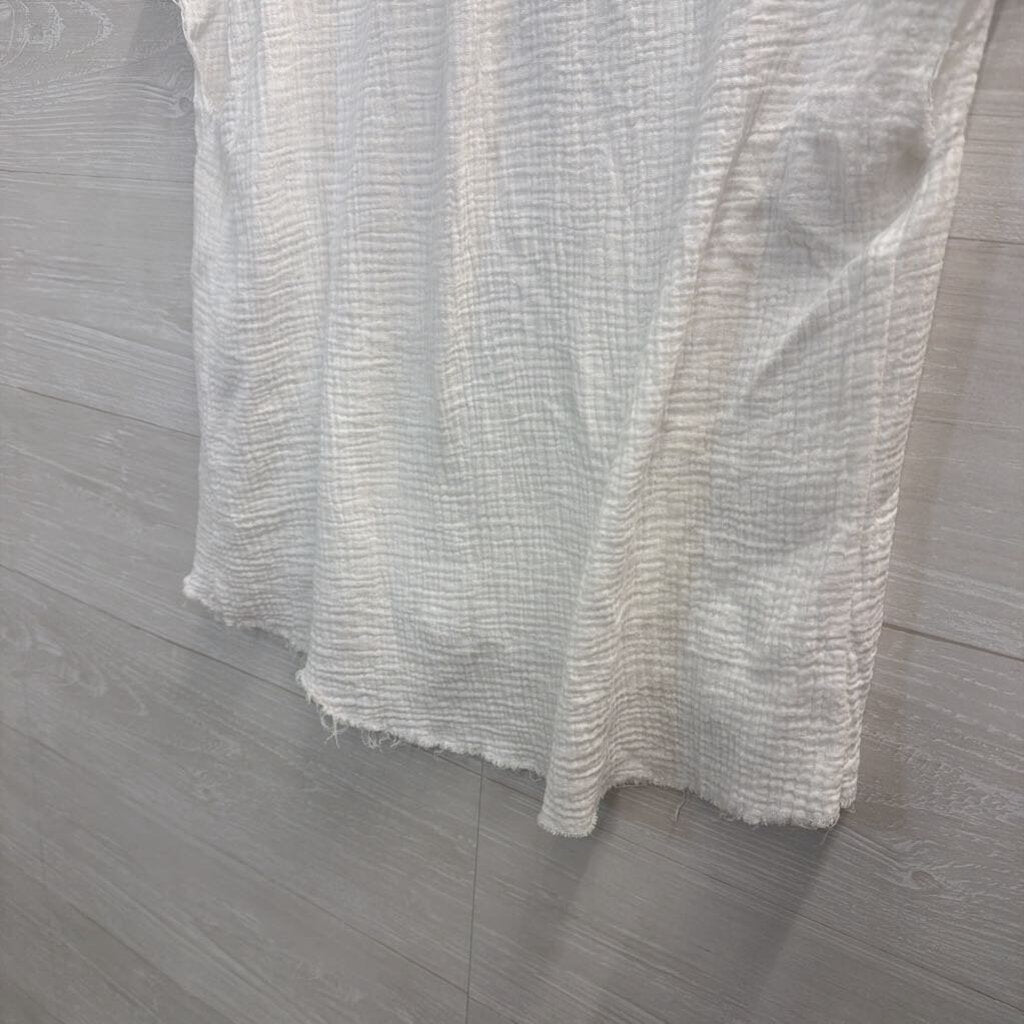 THML White Textured Short Sleeve Top Small