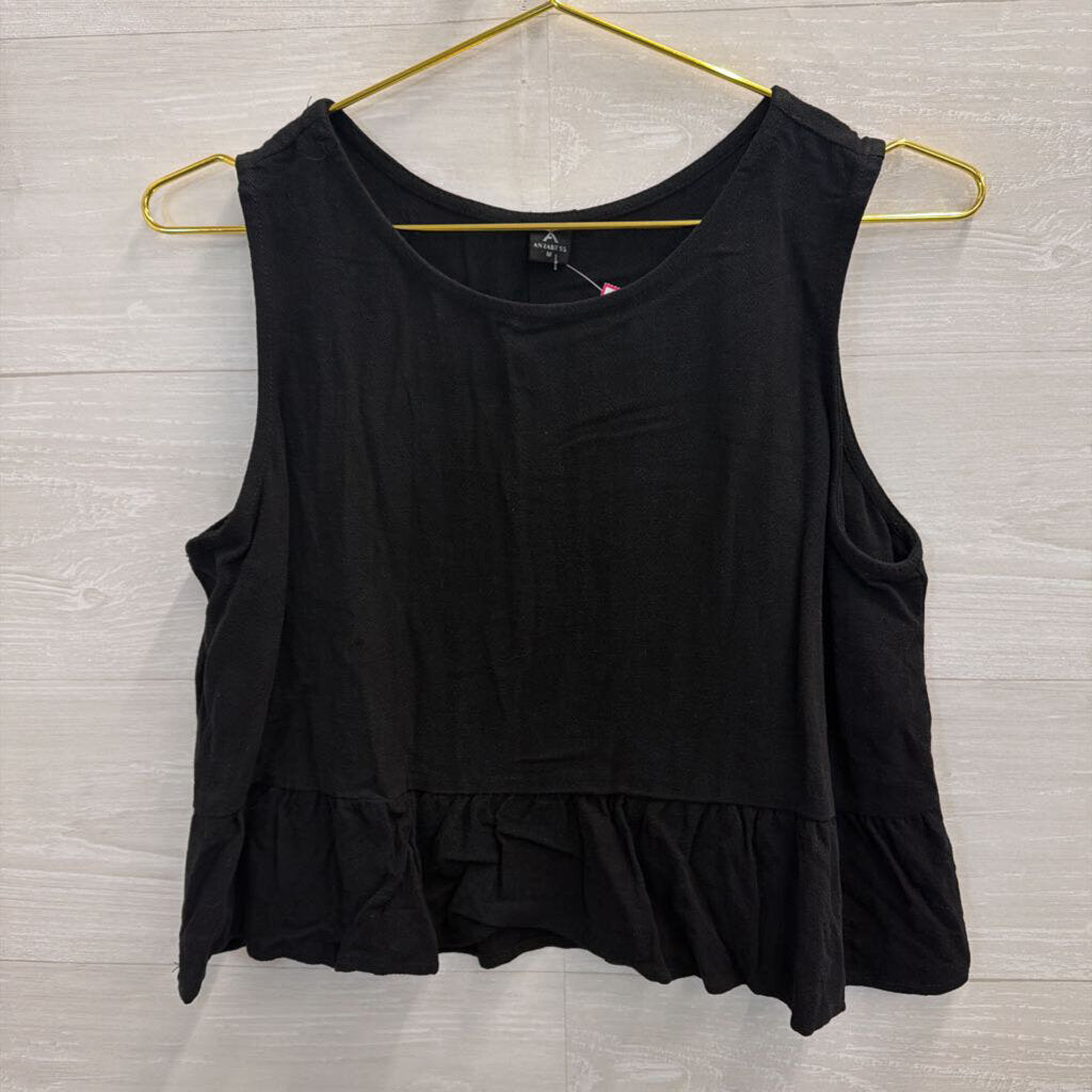 Anrabess Black Cropped Tank Top Medium