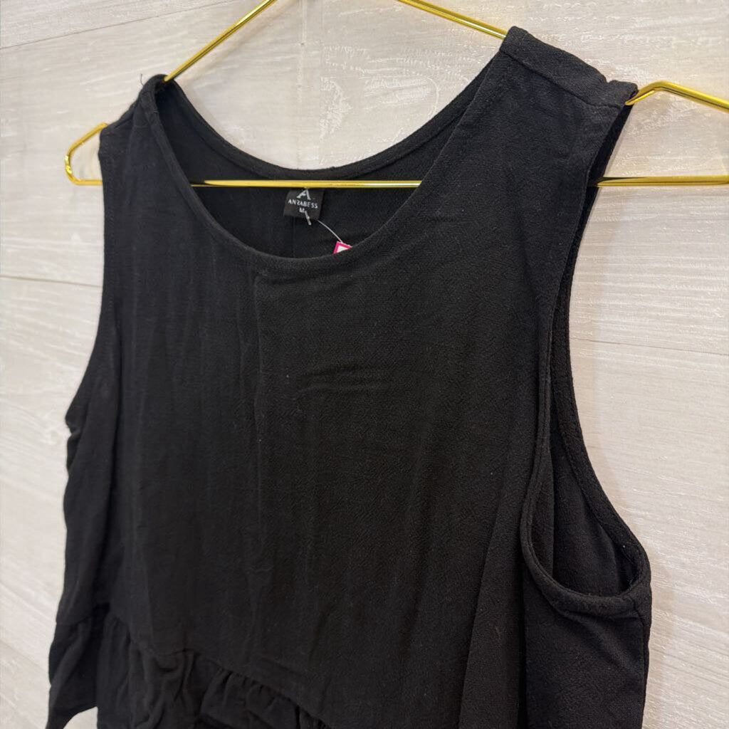 Anrabess Black Cropped Tank Top Medium